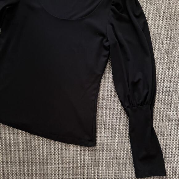 POMANDER PLACE TUCKERNUCK Riley Scoop Neck Puffed Shoulder Bishop Top XS BLACK - Picture 3 of 7